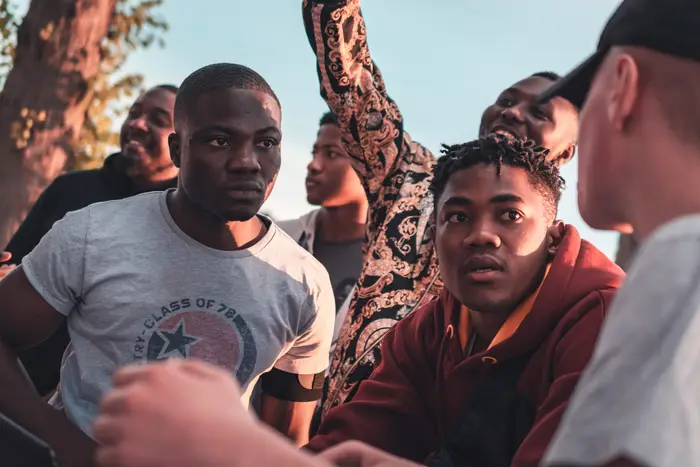 Young people together outdoors